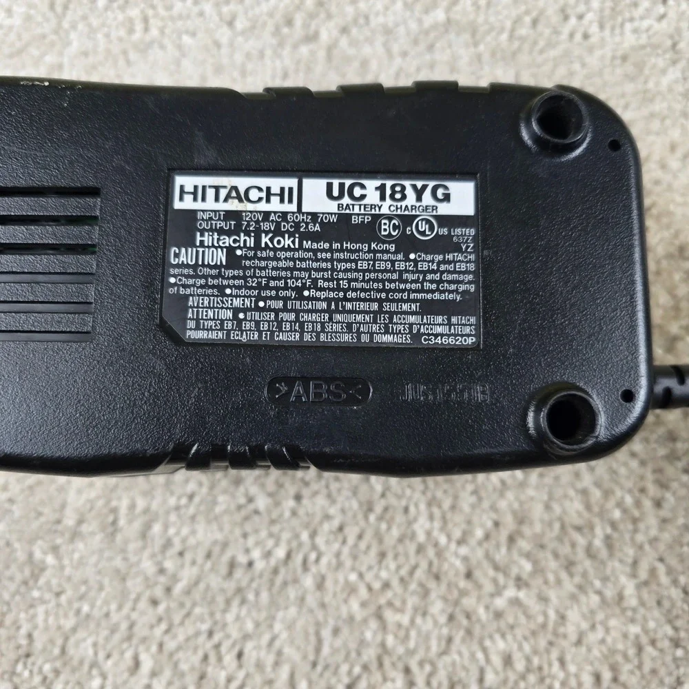 Hitachi Battery Charger Black UC18YG 7.2V-18V Ni-Cd Power‎ Tool Accessory